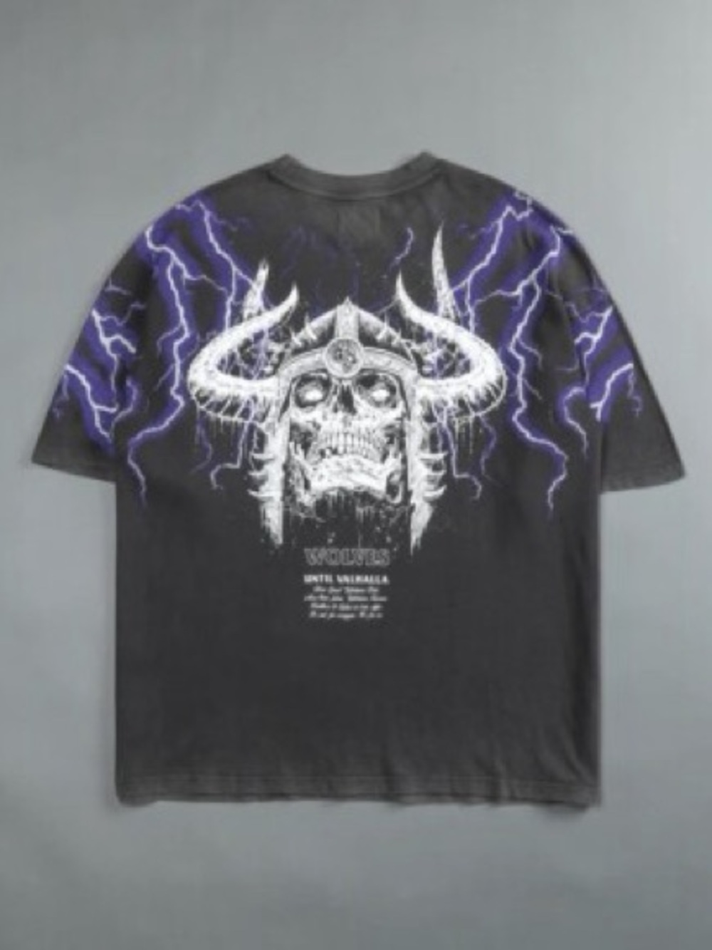 Darc Sport Black Tee with White Skull and Purple Lightning